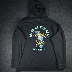 COVE SURF COMPANY Black Mermaid Anchor Tales of The Deep Hoodie XXL